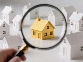 Focus on a Golden Home, Modern Neighborhood, Visual Representation, Business Environment, Close-up Perspective