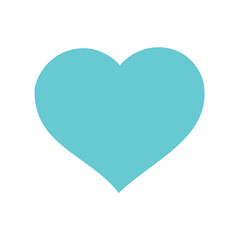 Single, isolated, vibrant, aqua-colored heart shape, representing love, affection, feelings, and romance. Perfect for Valentine's Day, healthcare, or emotional themes