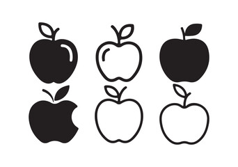 Apple icon set. Apple vector silhouette. apple fruit with leaf flat icon, vector illustration eps10.
