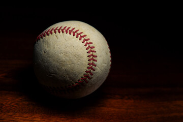 old baseball leather close up, baseball sports game