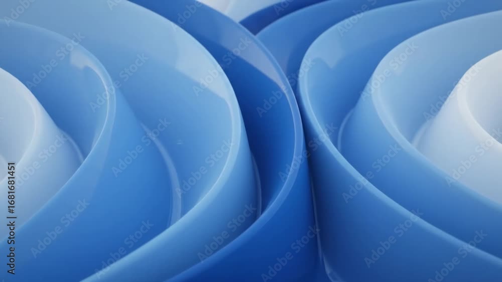 Poster abstract blue wave pattern - close-up view of smooth, elegant blue and white wave patterns creating 