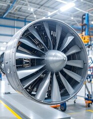 Airplane engine part in factory