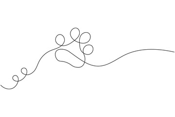 Minimalist continuous one line drawing of a dog paw print on a white background, perfect for modern art and design © AbdulMannan