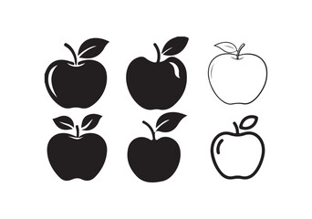Apple icon set. Apple vector silhouette. apple fruit with leaf flat icon, vector illustration eps10.