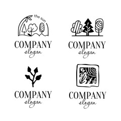 Eco Tree and Nature Line Art Logos &ndash; Minimal Botanical Badges for Organic Branding