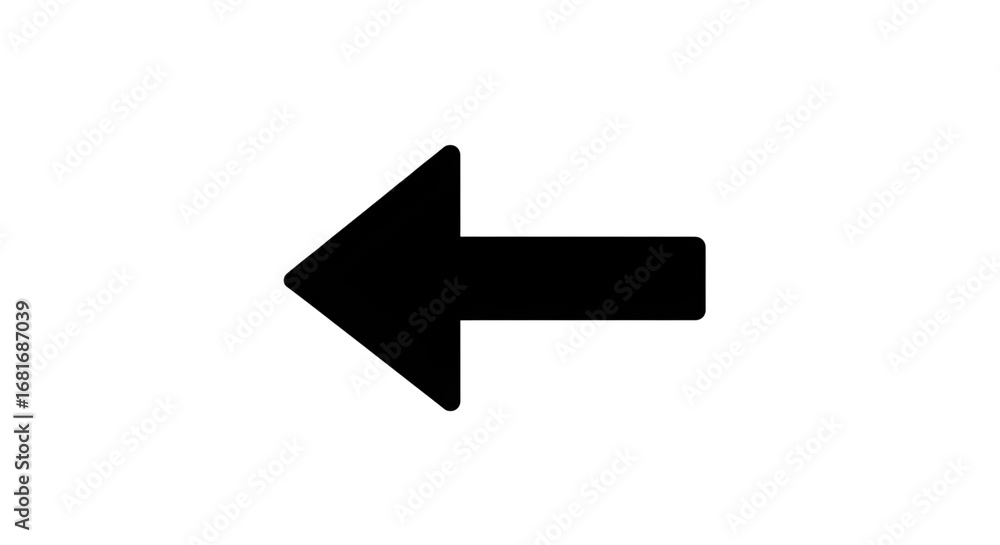 Aufkleber black arrow pointing left isolated on transparent background, indicating direction, navigation, and 