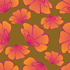 Fototapeta premium Hand drawn summer floral backround. Botanical seamless pattern . Sketch drawing. Design for fashion , fabric, textile, wallpaper, cover, web , wrapping and all prints 