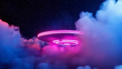 Neon disc veils through cosmic clouds - Powered by Adobe