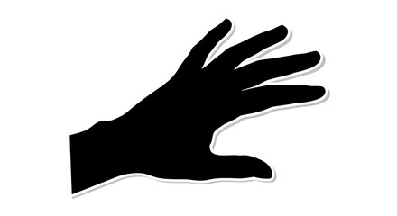 Obraz premium Black hand silhouette with fingers extended, isolated on transparent background, perfect for graphic design, artistic projects, and conveying various gestures and concepts