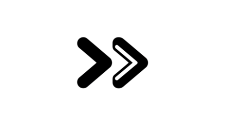 Double right arrow icon isolated on transparent background for navigation, direction, and next step indication in web design and user interface elements