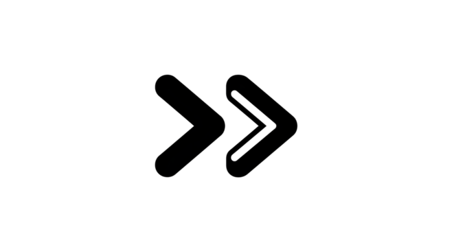 Double right arrow icon isolated on transparent background for navigation, direction, and next step indication in web design and user interface elements