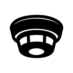 A black and white icon of a smoke detector with a sensor