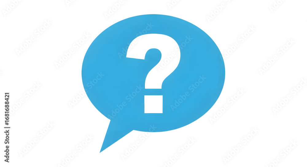 Aufkleber question mark inside a speech bubble isolated on transparent background, representing communication,