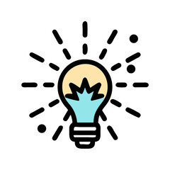 Illustration of a light bulb with rays, symbolizing ideas and innovation
