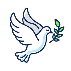 Illustration of a dove carrying an olive branch, a symbol of peace, hope, and harmony