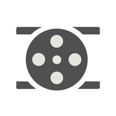 Vector art of film reel icon with a simple and retro design, perfect for representing movies, cinema, video, and entertainment
