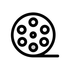 Vector art of film reel icon, representing cinema, video, and entertainment with a simple, minimal design and round shape