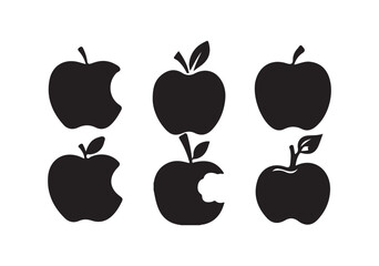 black apple icon. eco fruit sign. fresh food symbol. Apple vector silhouette,  ideal for food, health, nature, and diet concepts. vector illustration eps 10