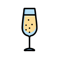 Illustration of a champagne glass filled with sparkling wine, a symbol of celebration and luxury