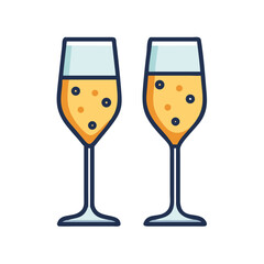 Vector art of two champagne glasses toasting, perfect for celebrations, weddings, or any festive occasion with elegance