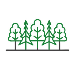 Illustration of a row of trees with a simple line art style