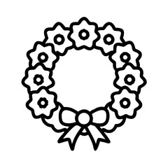 Vector art of elegant flower wreath with ribbon, a decorative element for holidays, celebrations, and special occasions