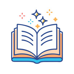 Vector art of colorful open book with shining stars, perfect for illustrating stories, education, and the joy of reading
