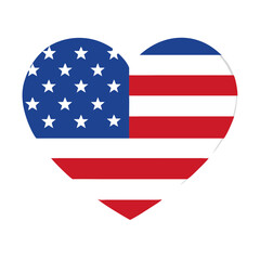 Vector art of american flag heart shape design patriotic symbol of the united states of america for independence day celebration