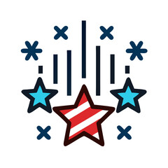 Vector art of festive stars and stripes fireworks for 4th of july celebration, independence day, and patriotic events
