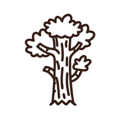 Illustration of a deciduous tree with a thick trunk and dense foliage, , perfect for naturethemed designs and educational materials
