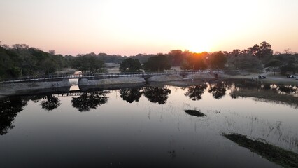 Naklejka premium Thamalakane river in Maun, Botswana, Africa