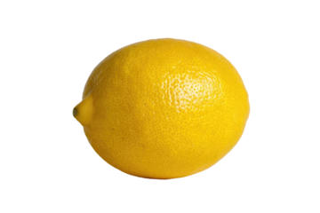 Close-up of a single, whole lemon.  Bright yellow citrus fruit, smooth skin with subtle texture, round shape, seen from directly above