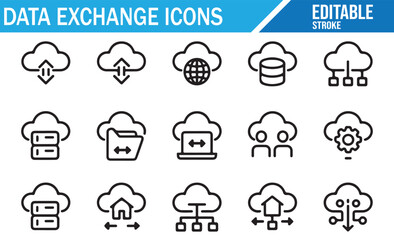 Universal Cloud Sync, Upload, and Download Icons for Apps