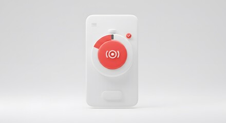 Modern Mobile Phone Interface Concept with Red Circular UI Element and Progress Indicator 3D Render