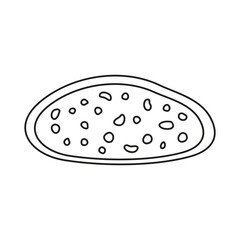 Hand drawn outline whole grain bread slice isolated on white background. Vegan high protein.