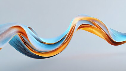 3d render of an abstract wave shape with a blue and orange gradient on a white background, a futuristic technology concept.