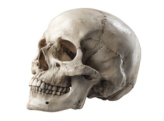 Obraz premium Human skull with camouflage pattern isolated on for medical anatomy study