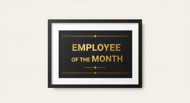 Framed 'Employee of the Month' award certificate.