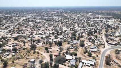Letlhakane village aerial views in Botswana, Africa