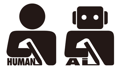 AI生成と人間制作を示すピクトグラムアイコン｜作品出自を示すシンボル｜HUMAN&AI(AI Generated and Human Made Pictogram Icons – Symbols Indicating Work Origin)