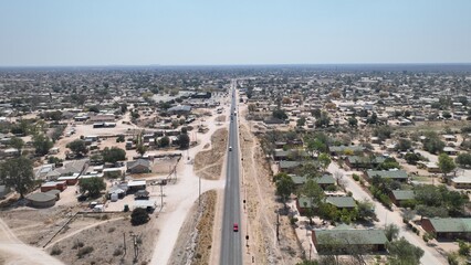 Letlhakane village aerial views in Botswana, Africa