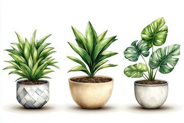 Fototapeta premium Decorative Botanical Banner with Popular Indoor Houseplants Displayed