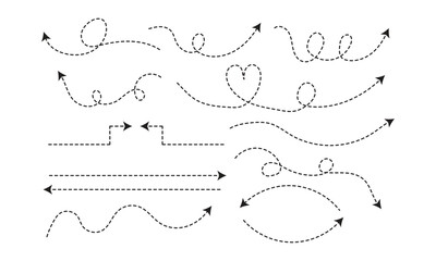 Dotted line arrows isolated on white background