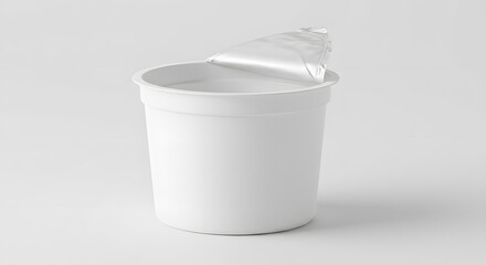 Cottage cheese container mockup, blank, on white