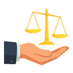 Balancing justice with a symbolic scale held in an open hand representing fairness in legal matters