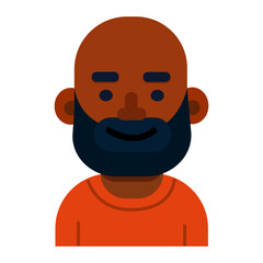 Unique digital illustration of a bald man with a beard, showcasing a cheerful expression in bright colors