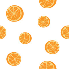 Bright orange slices scattered on a white background for vibrant design inspiration