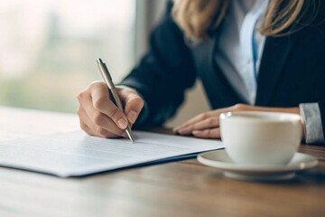 Businesswoman Signing Documents A Close-Up View