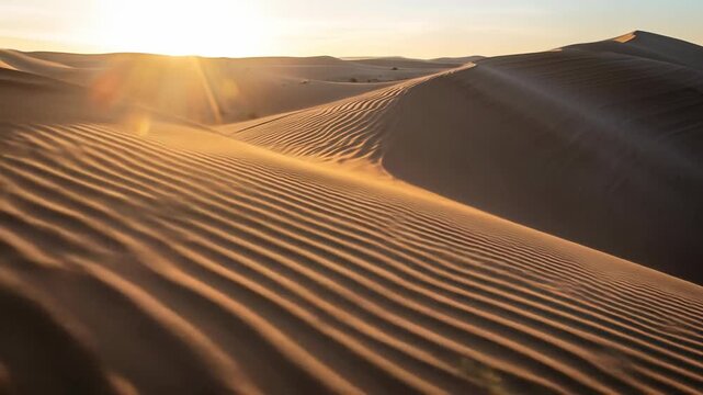 Golden Hour Desert Dunes: Dramatic Landscape and Light