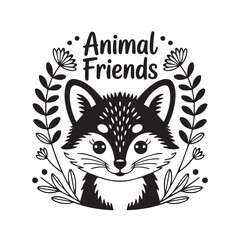 Cute Animal Friends Fox Vector